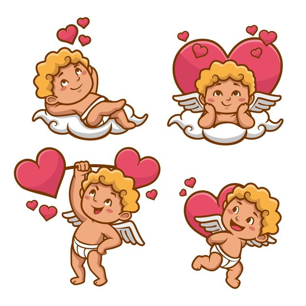 Colección de personajes de cupido planos