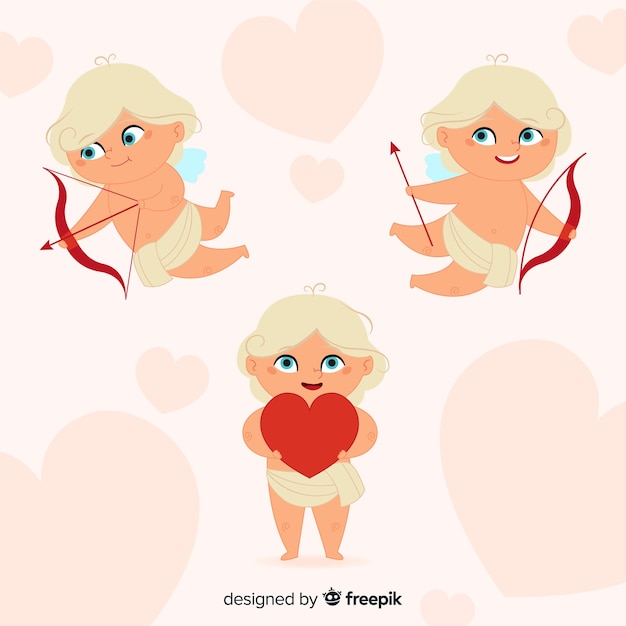 Vector gratuito colección de personajes de cupido