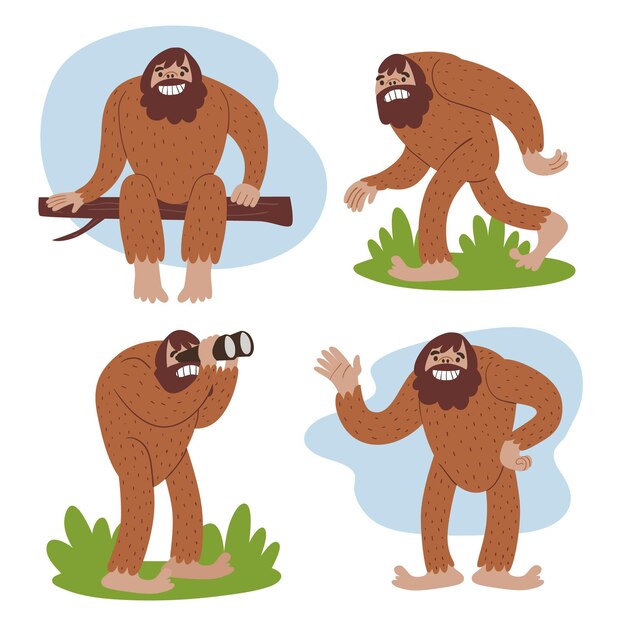 Colección de personajes de dibujos animados bigfoot sasquatch