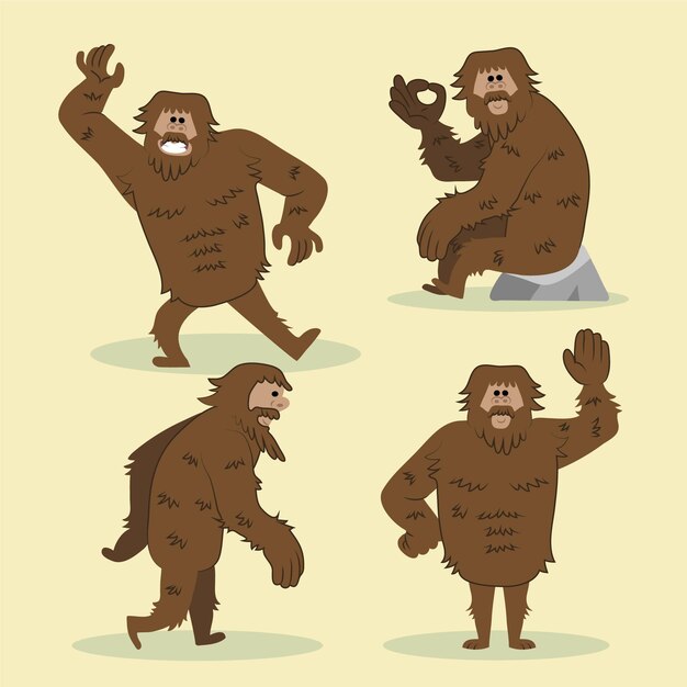Colección de personajes de dibujos animados bigfoot sasquatch