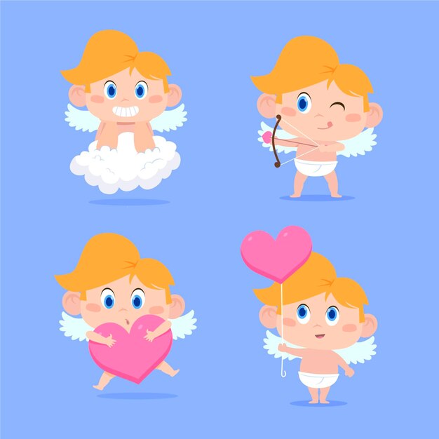 Colección de personajes de dibujos animados de cupido
