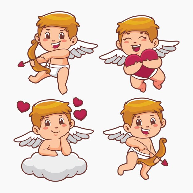 Colección de personajes de dibujos animados de cupido