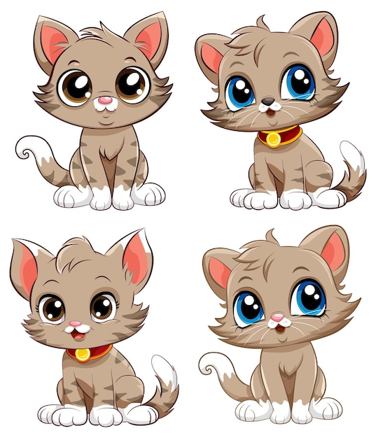 Vector gratuito colección de personajes de dibujos animados de cute kittens