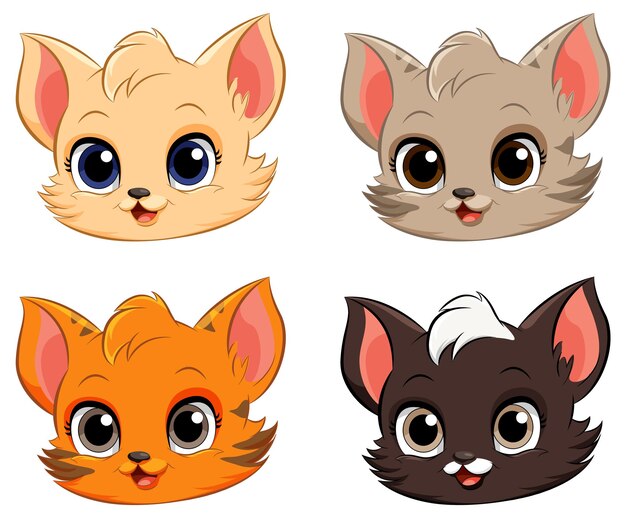 Colección de personajes de dibujos animados de gatos adorables