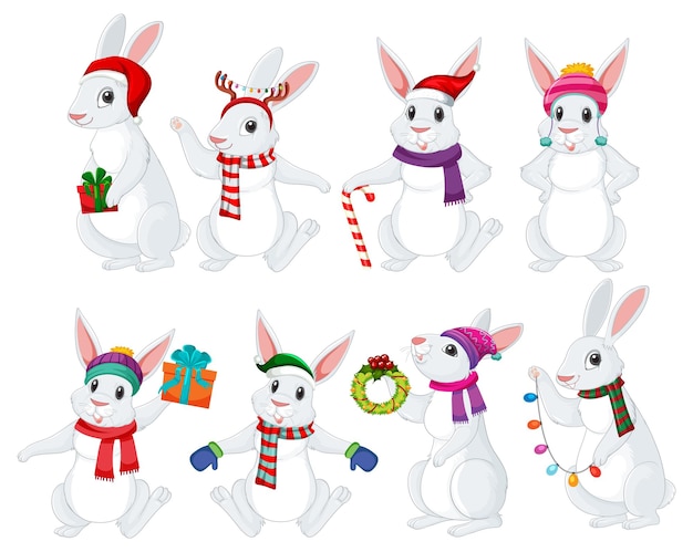 Colección de personajes de dibujos animados lindo conejo