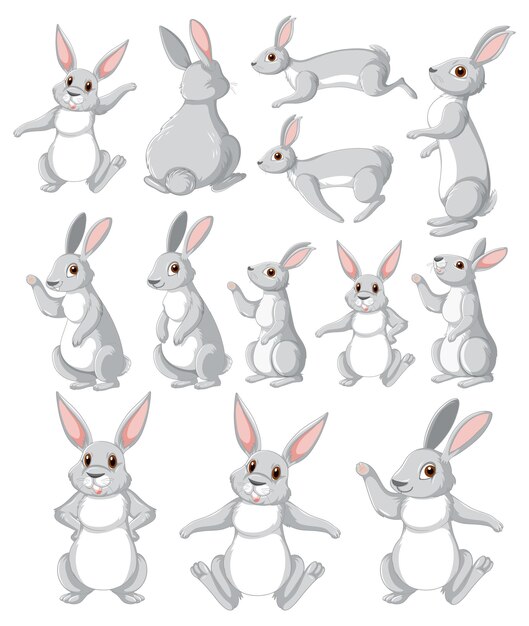 Colección de personajes de dibujos animados lindo conejo