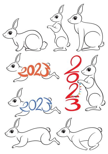 Colección de personajes de dibujos animados lindo conejo
