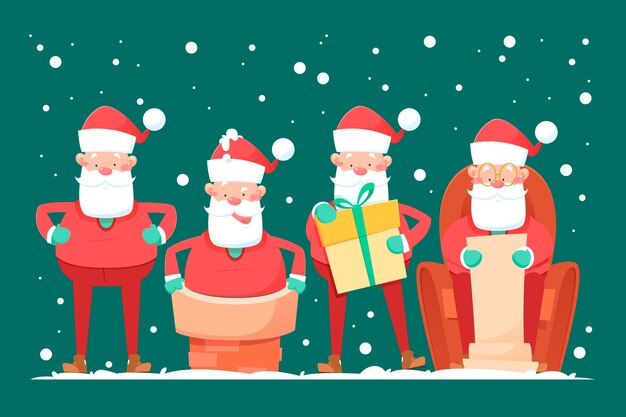 Colección de personajes de dibujos animados de santa claus