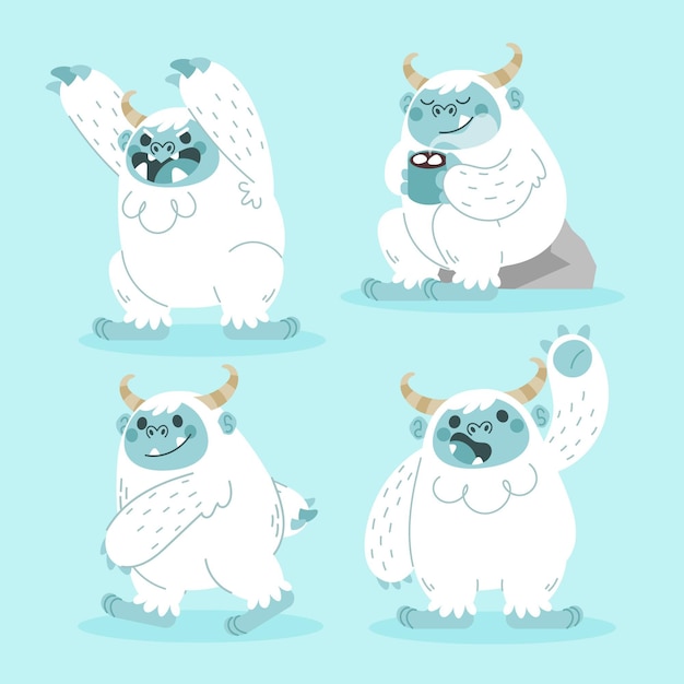 Colección de personajes de dibujos animados yeti abominable muñeco de nieve
