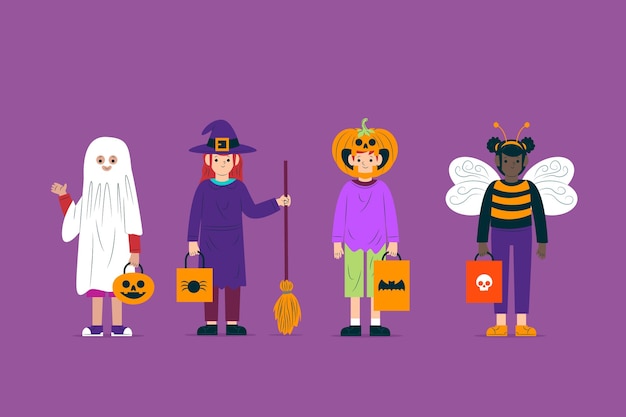 Colección de personajes de disfraces de halloween para niños