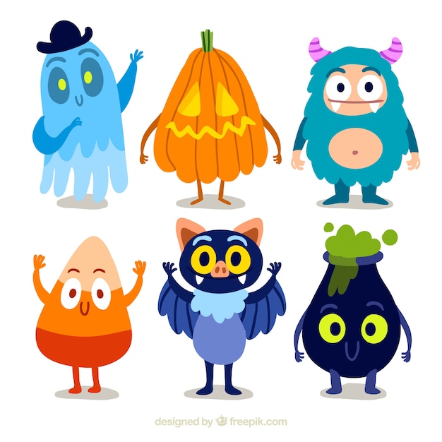 Colección de personajes divertidos de halloween