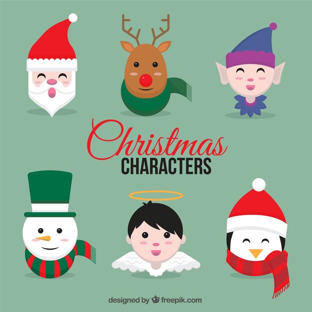 Colección de personajes divertidos navideños 