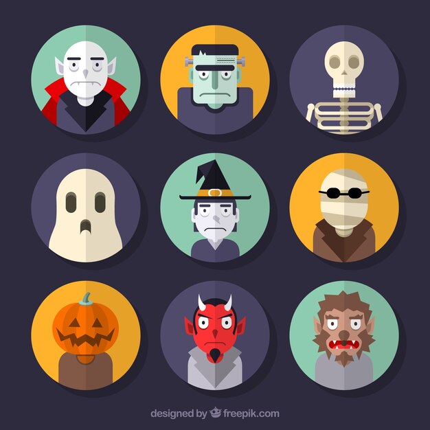 Colección de personajes espeluznantes de halloween