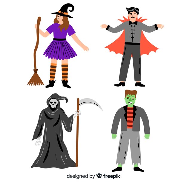 colección de personajes espeluznantes de halloween