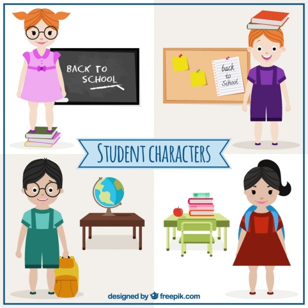 Vector gratuito colección de personajes de estudiantes