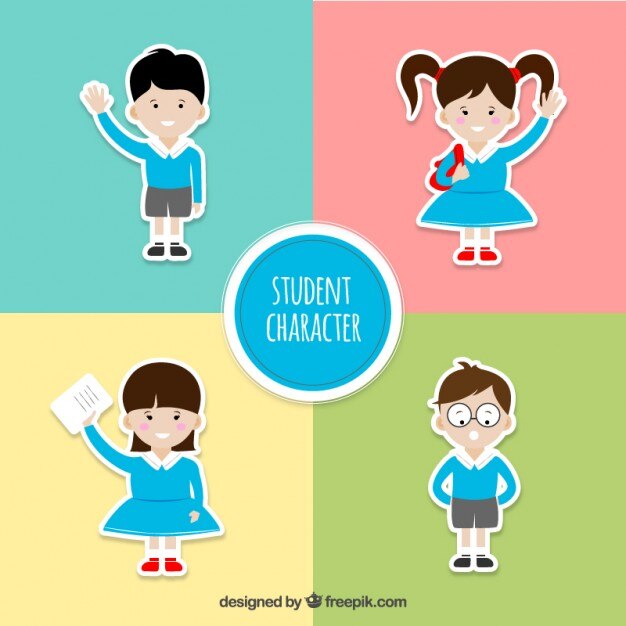 Vector gratuito colección de personajes estudiantes