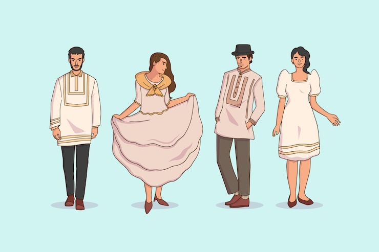 Vector gratuito colección de personajes filipinos dibujados a mano