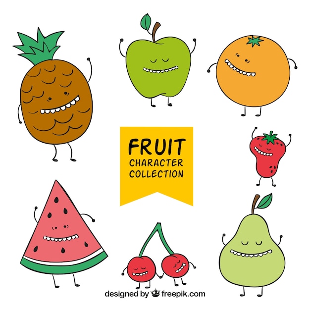 Colección de personajes de fruta bailando