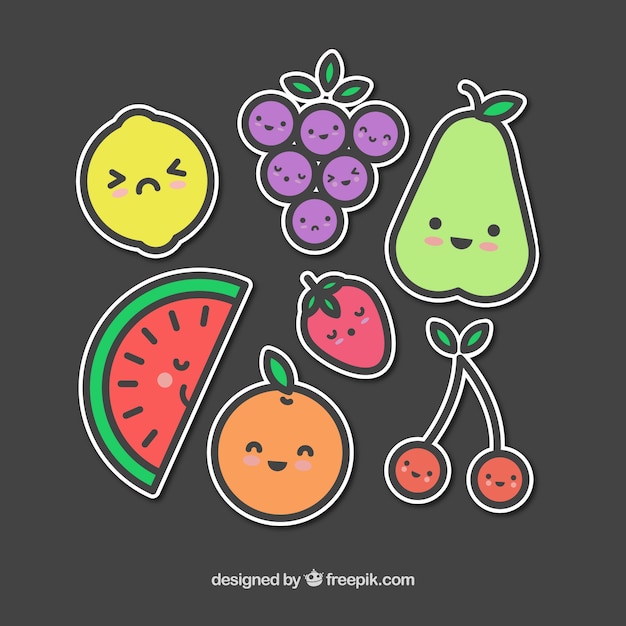 Vector gratuito colección de personajes de fruta dulces