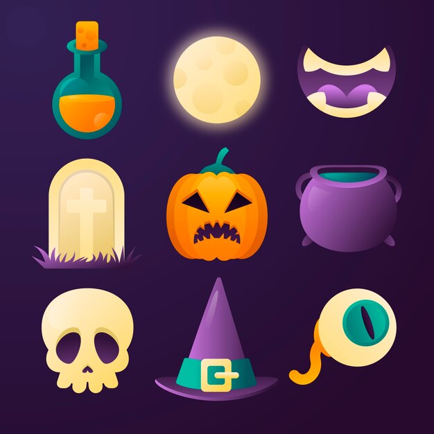 Colección de personajes de halloween degradados