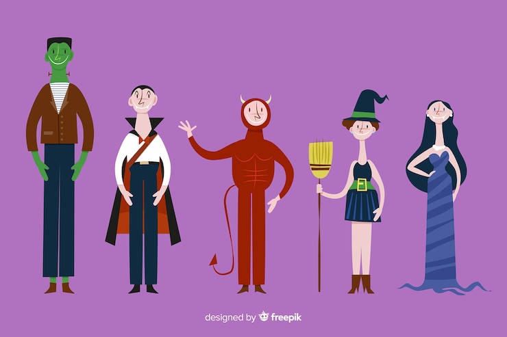 Vector gratuito colección de personajes de halloween dibujados a mano