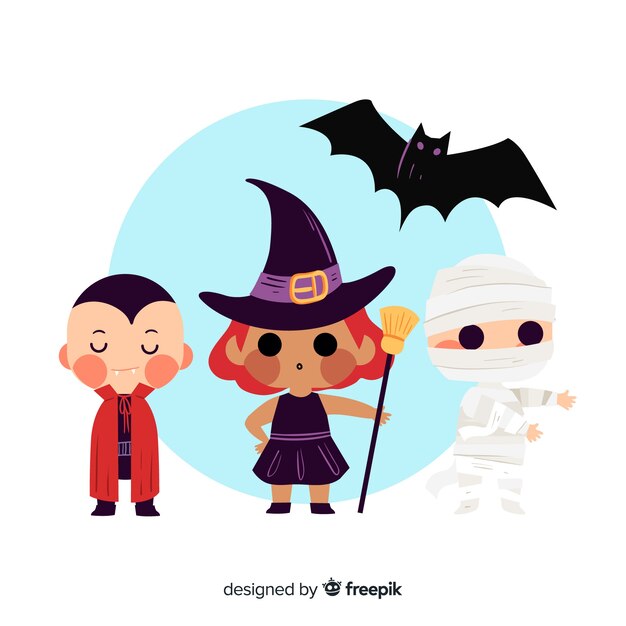 Colección de personajes de halloween dibujados a mano