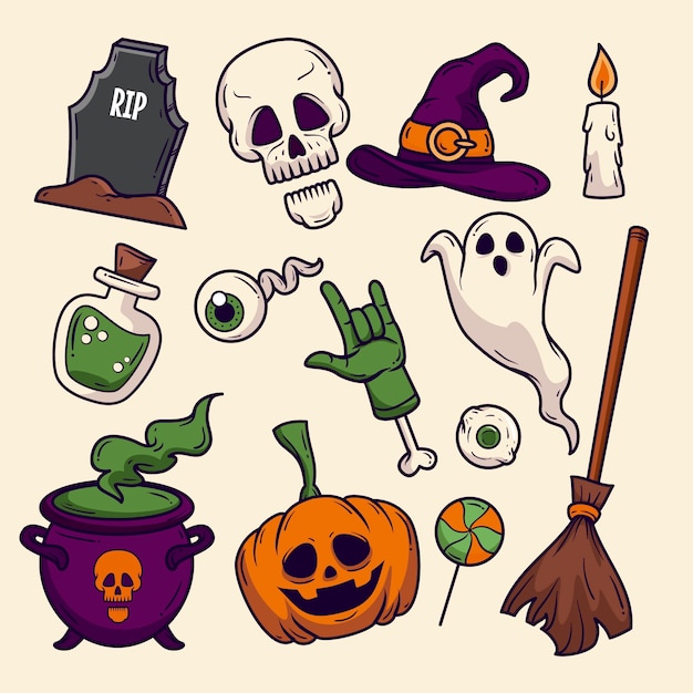 Vector gratuito colección de personajes de halloween dibujados a mano