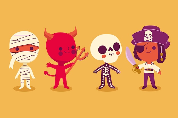 Vector gratuito colección de personajes de halloween dibujados a mano