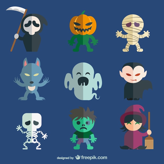 Colección de personajes de halloween