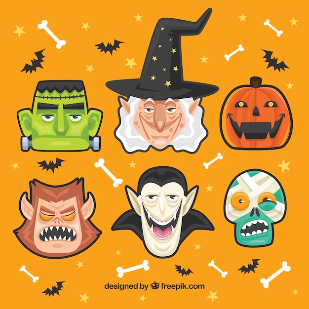 Vector gratuito colección de personajes de halloween