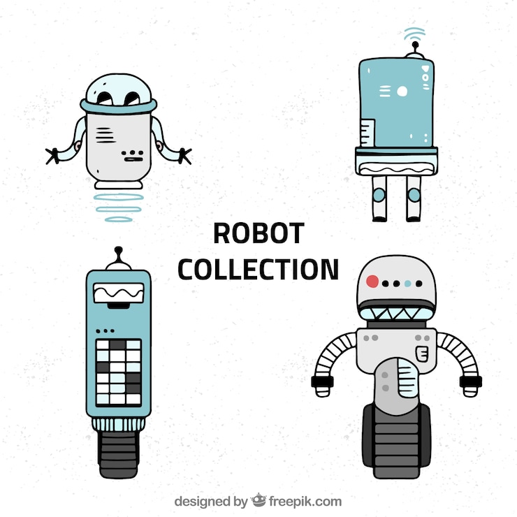 Vector gratuito colección de personajes hechos a mano de robot