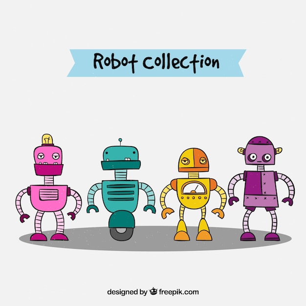 Colección de personajes hechos a mano de robot
