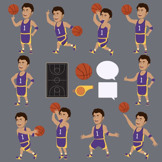 Colección de personajes de jugador de baloncesto