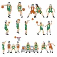 Vector gratuito colección de personajes de jugadores de baloncesto