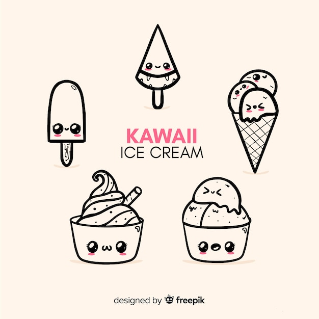 Vector gratuito colección de personajes kawaii de helado