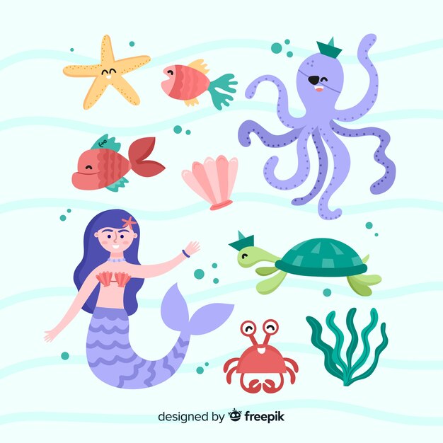 Colección de personajes marinos