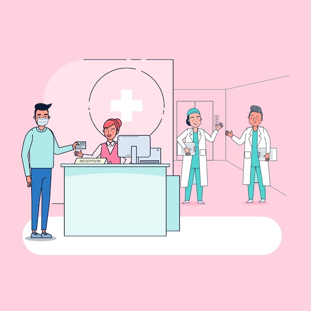 Colección de personajes de médicos conjunto grande aislado ilustración plana con uniforme profesional, estilo de dibujos animados sobre tema de hospital