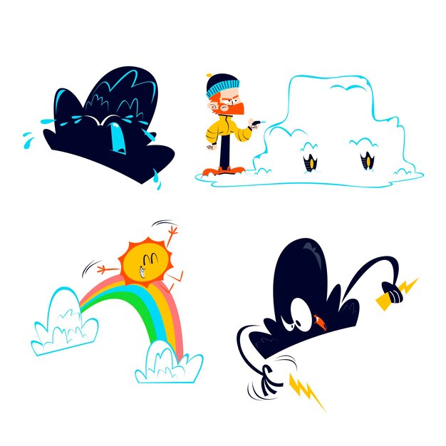 Colección de personajes meteorológicos de dibujos animados