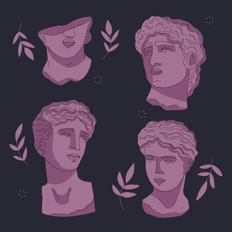 Vector gratuito colección de personajes de la mitología griega dibujados a mano