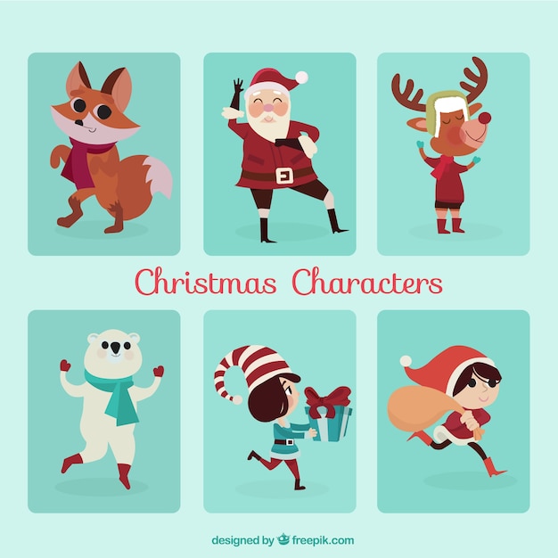 Vector gratuito colección de personajes de navidad lindos