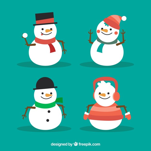 Colección de personajes de navidad planos