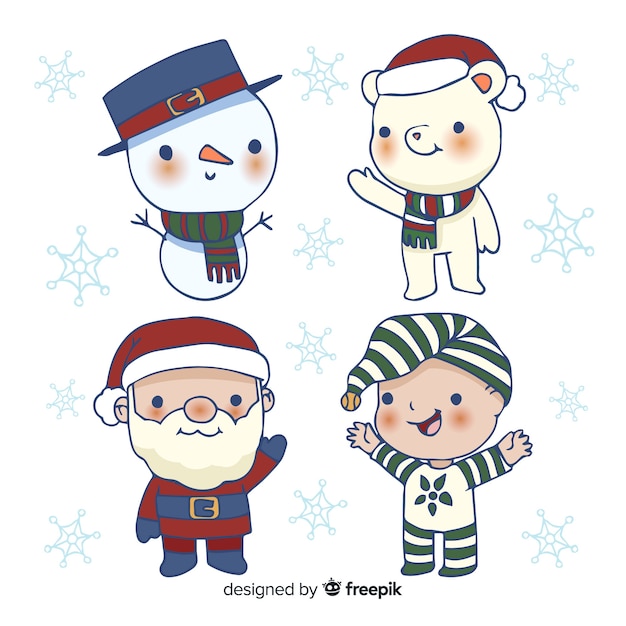 Vector gratuito colección de personajes navideños dibujados a mano