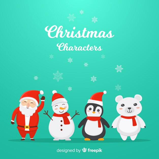 Colección de personajes navideños dibujados a mano