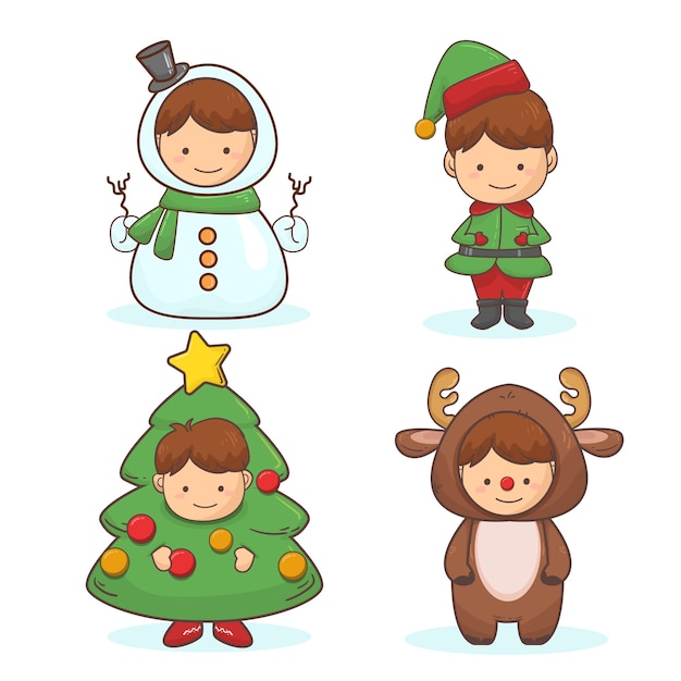 Vector gratuito colección de personajes navideños dibujados a mano