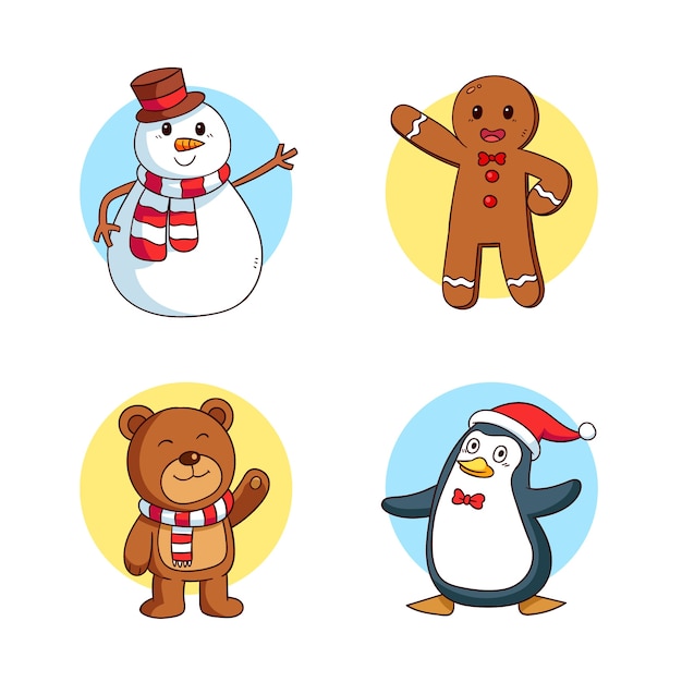 Vector gratuito colección de personajes navideños dibujados a mano