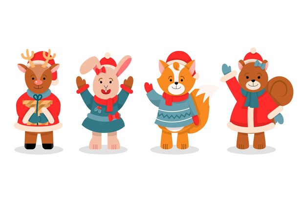 Colección personajes navideños dibujados a mano