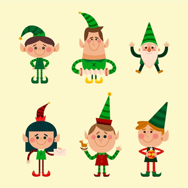 Colección personajes navideños dibujados a mano