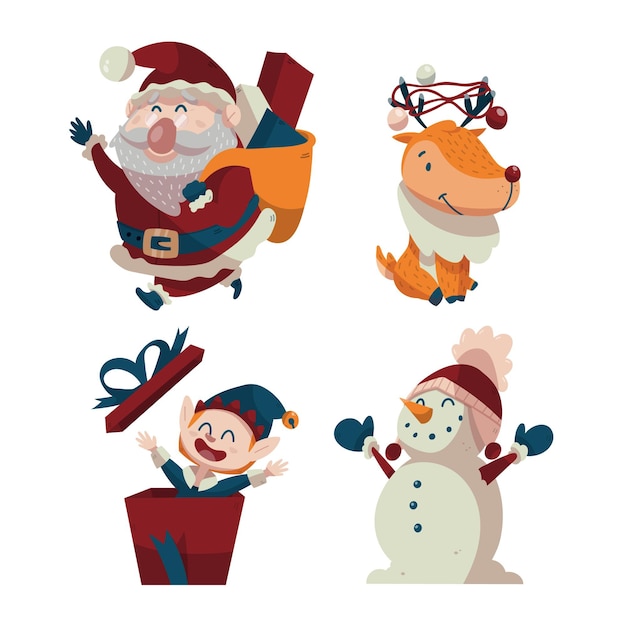 Vector gratuito colección de personajes navideños dibujados