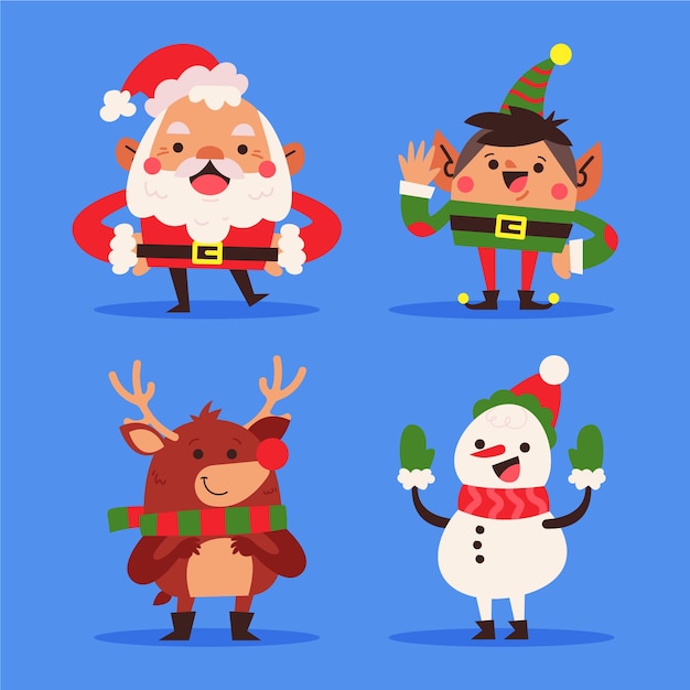 Colección de personajes navideños en diseño plano