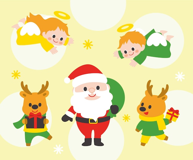 Vector gratuito colección personajes navideños en diseño plano